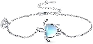 KINGWHYTE Sea Turtle Bracelet Women 925 Silver Moonstone Turtle Bracelet Turtle Jewelry Gift for Girls Sister Girlfriend Birthday Gifts