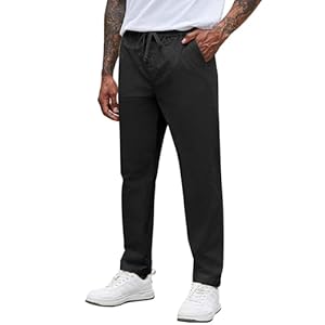 COOFANDY Hosen Herren Chino Hose Freizeithose Stoffhose aus Baumwolle Hose Lang für Männer Schlupfhose Elastische Taille mit Kordelzug Regular Fit Taschen