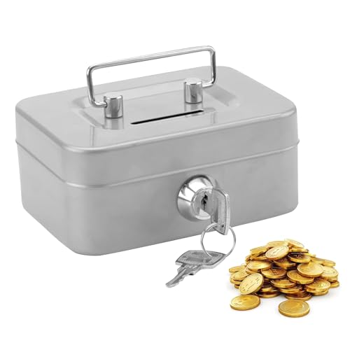Elegante Stahlkassette, abschließbare Spardose, Kaffeespardose