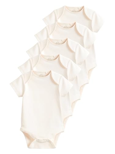 NEXT Noworodki unisex Zestaw 5 niemowlęcych body z krótkim rękawem Kremowy 86-92