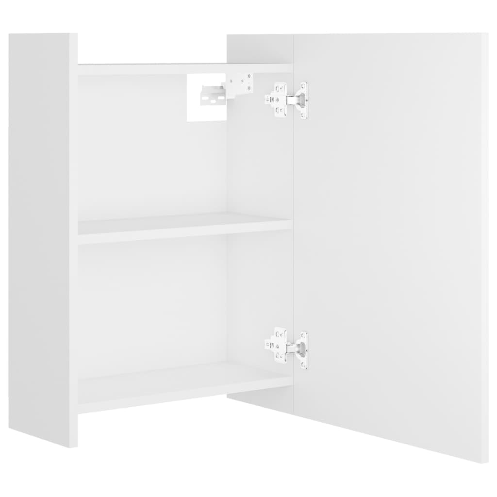 Szafka łazienkowa z lustrem biała z materiału drewnopochodnego, 62,5 x 20,5 x 64 cm, z 5 półkami i 1 drzwiczkami, miejsce do przechowywania szafki pod umywalkę, meble łazienkowe, wiszące na