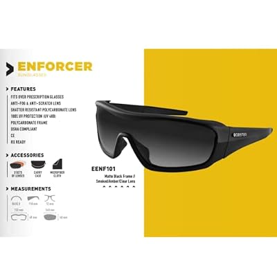 Bobster Enforcer, Matte Black Frame, Smoked, Amber, Clear Lens