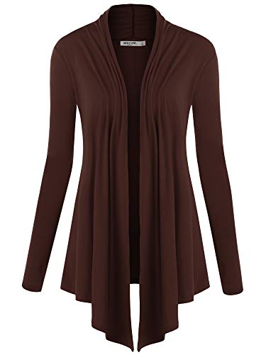 Image of Lock and Love Women's Draped Front Open Asymmetrical Cardigan - Casual Long Sleeve Lightweight Duster