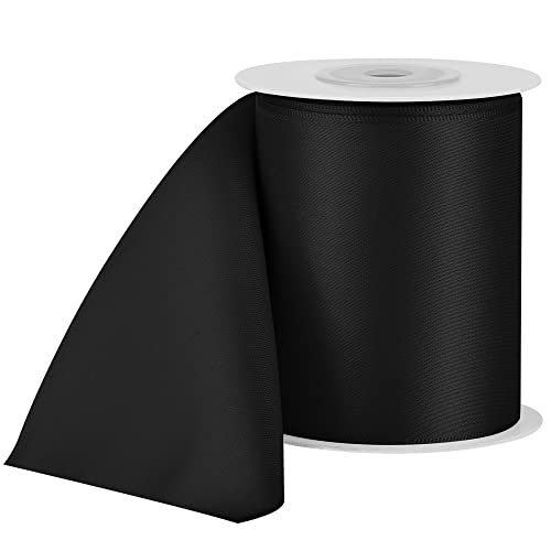 Image of LIUYAXI Black Double Faced Satin Ribbon, 3 inch X 10 Yards, Solid Fabric Ribbons Roll for Wedding Invitations, Bridal Bouquets, Sewing, Party Decorations, Gift Wrapping and More