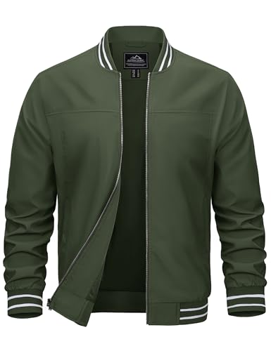 MAGCOMSEN Jackets for Men Lightweight Casual Jacket Bomber Jacket Fall Jacket Light Spring Jacket For Men Army Green M