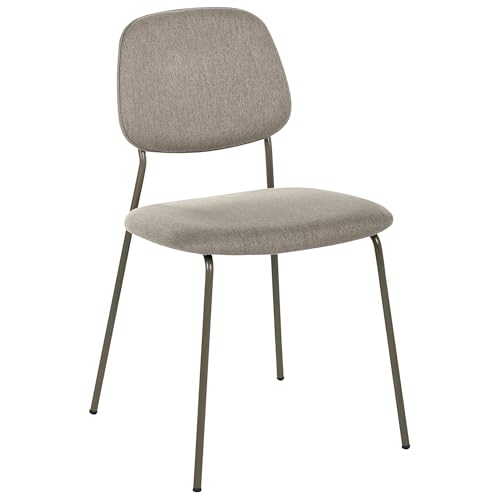 Set Di 4 Sedie Da Pranzo Tortora Con Gambe In Ferro E Rivestimento In Poliestere Nero Senza Braccioli Design Moderno E Minimalista - 4