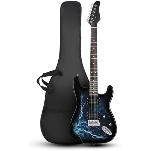 Full Size Electric Guitar, 39-Inch H-H Pickups Electric Guitars Kit with Shoulder Strap, Gig Bag, Cable and Tremolo Arm for Beginners