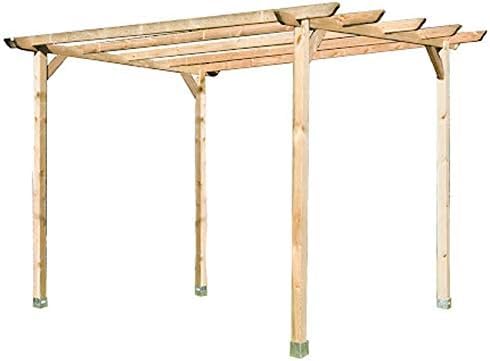 Suinga Pergola drewniana do ogrodu i werandy, wymiary 360 x 360 x 360 cm, zakres dostawy: 4 słupki 9 x 9 x 250 cm, 2 x podkłady 360 cm, 4 listwy 360 cm i 4 x kątownik