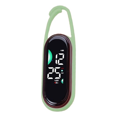 Reloj digital táctil de anillo de luz para niños estudiantes llavero bolsillo LED electrónico colgante reloj digital pantalla táctil LED, Verde matcha, フリーサイズ