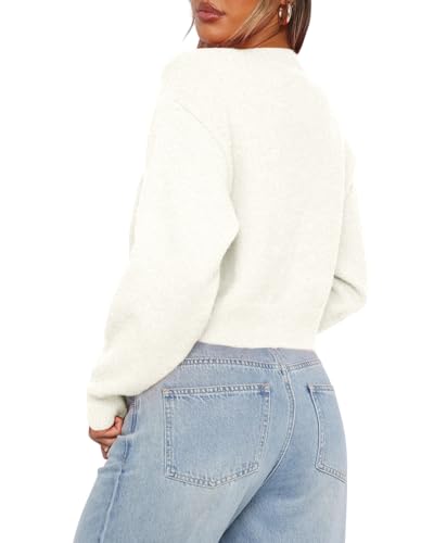 Image of Balimtoy Women's Cropped Cardigan Sweaters Long Sleeve Button Down Sweaters Knit Cardigan Cute Y2k Open Front Crop Top