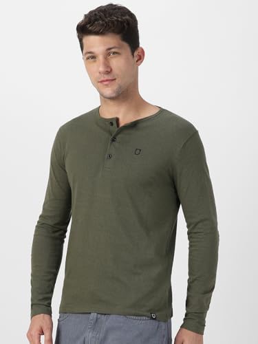 Image of Urbano Fashion Men's Solid Henley Neck Slim Fit Full Sleeve Cotton T-Shirt