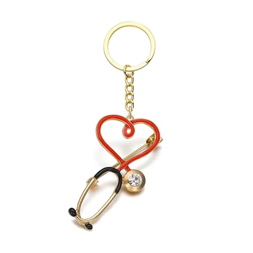 Porte-clés stéthoscope en émail et électrocardiogramme pour médecin