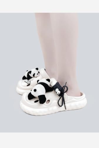 Cute Garden Shoes Kawaii 3D Bear Dinosaur Panda Bow Chunky Platform Cloud Slippers for Women Summer Lightweight Clogs4