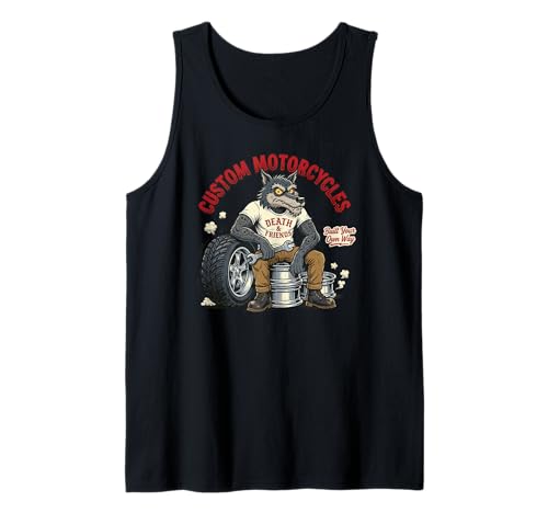 Custom Motorcycles Lowbrow Wolf Rockabilly 1950s Biker Tank Top