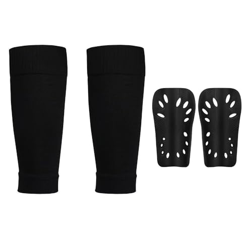 Lyyxjsltd Soccer Shin Guards Set, 2 PCS Soccer Shin Pads and 2 PCS Shin Guar, Pads with Cushioned Impact Protection & Secure Fit Sleeves for Adults Youth Training Sports (Kids' Version)