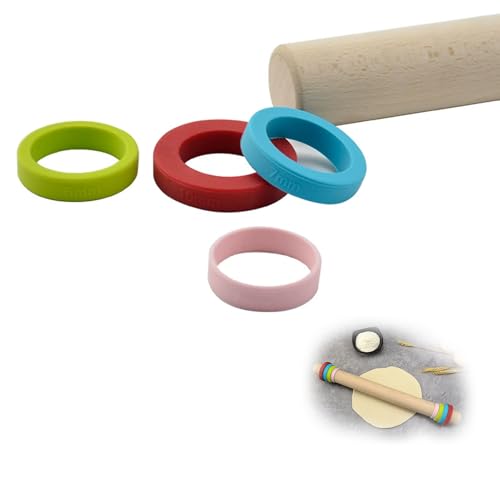 YAOYYG Anneaux en Silicone Antiadhésifs pour Rouleau à Pâtisserie,Anneaux amovibles - 4 tailles (8 anneaux)，Idéal pour gâteaux, pizzas, biscuits et pâtisseries,Permet un étalage uniforme de la pâte