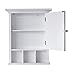Teamson Home Neal Wooden Over The Toilet Bathroom Removable Wall Medicine Cabinet with 1 Adjustable Shelf 5 Storage Spaces 1 Mirrored Glass Door and 1 Clear Knob, White