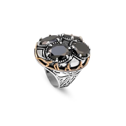 Bague de promesse pour lui en argent sterling 925 et pierre fine d'onyx noir