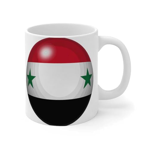 Wodevor Mug Syrie 325 ml - Amérique latine - Pays hispanique - Drapeaux européens - Asie - Afrique - Joli cadeau pour petit ami, petite amie, meilleur ami - En céramique - Blanc