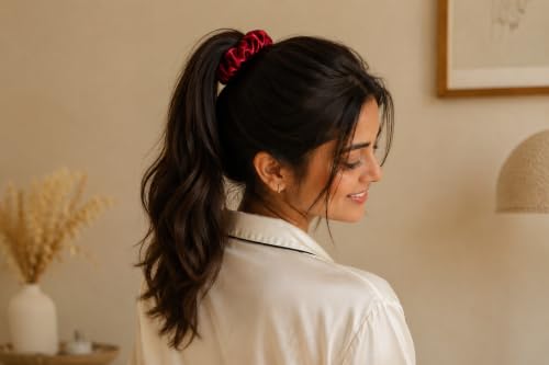 Image of Bahumaan Satin Silk Hair Scrunchie for Women & Girls - Surprise Color | Soft Smooth Scrunchie for Hair, No Damage, No Crease | Premium Satin Ponytail Holder Hair Tie (1 Piece, Assorted Colour)