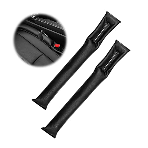 TIANNAIT Two Pieces Black Car Inner Seat Gap Filler Handbrake Gap Filler Interior Universal PU Leather Car Seat Cushion Gap Gasket Inner Seat Edge Gap Card Leakproof Pad Suitable for All Vehicles