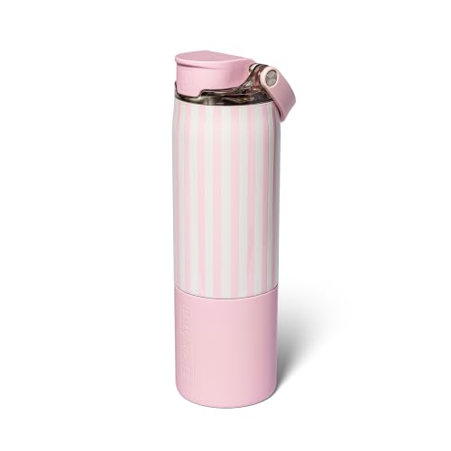 Image of BruMate Rise 25oz Water Bottle With 100% Leakproof Covered Straw | Insulated Stainless Steel Water Bottle With Removable Straw | Fast Flow | Soft Silicone Spout | BPA-Free (Strawberries & Cream)