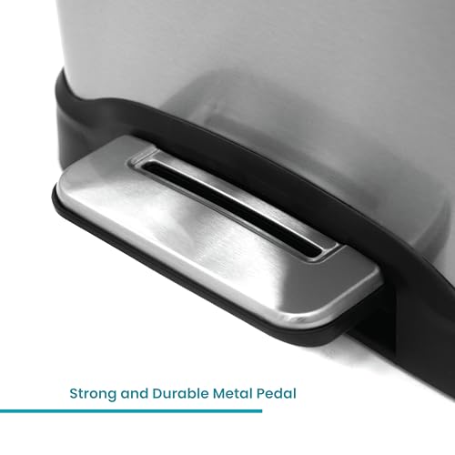 Home Zone Living 13 Gallon Kitchen Trash Can with Dual Compartments for Recycling, Stainless Steel, Silver, 50 Liters Total, Gen 2 - Image 8