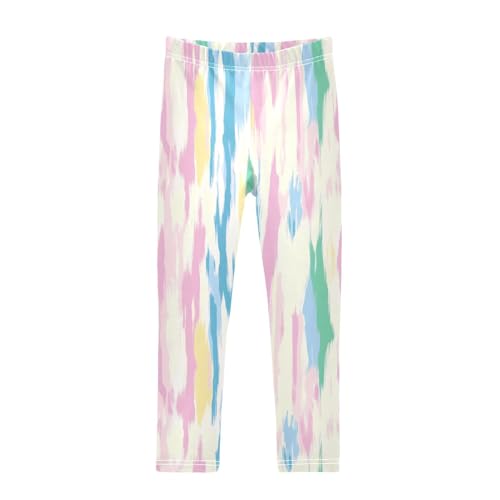 Abstract Striped Girls Leggings,Workout Leggings for Girls Toddler Athletic Leggings Size for 3-10T