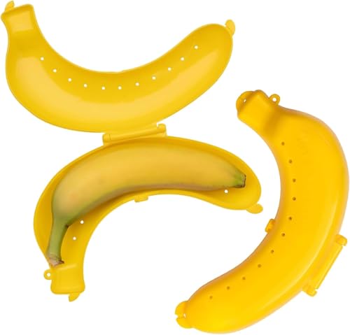 Sazoqunon 2-Piece Reusable Banana Protector Case BPA-Free Fits 19.5cm Bananas Durable & Portable Storage for Travel School & Work