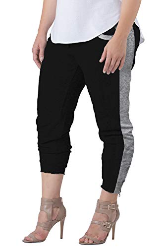 Standards & Practices Plus Size Women French Terry Contrast Color Side Panel Jogger Pants Size 3X BlackGrey