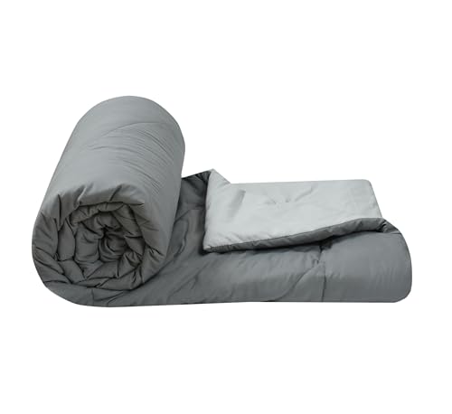 Image of Galaxy Home Decor Premium Microfibre Reversible Comforter | Ultra-Soft, Lightweight & All-Season Warm Quilt | Cozy AC Blanket for Single Bed 60 inch x 90 inch | 220 GSM, Grey & Silver