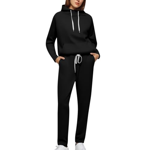 Chándal de algodón para mujer con sudadera con capucha y pantalones 4