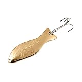 AL's Goldfish Lure Company, G300 Goldfish Freshwater Fishing Spoon Lure with Treble Hook for Trout, Salmon, Bass, Walleye, Northern Pike and Muskie. 1/2 oz. 2-3/4', 2 Hook, Gold