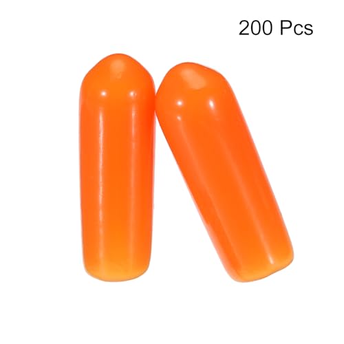 Image of MECCANIXITY 200pcs 4mm Rubber End Caps Cover PVC Vinyl Screw Thread Protector Round Wire Shelf Caps for Screw Bolt Pipe Fence Post, Orange