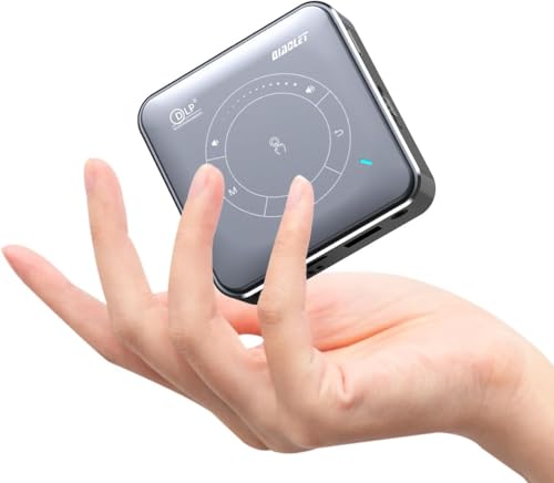 QIAOLET Mini Beamer, LED DLP Beamer Klein mit akku, 1080P Unterstützung, WiFi 6 und Bluetooth5.0, Tragbarer Projektor mit Stativ für Outdoor (Touchbedienbar)