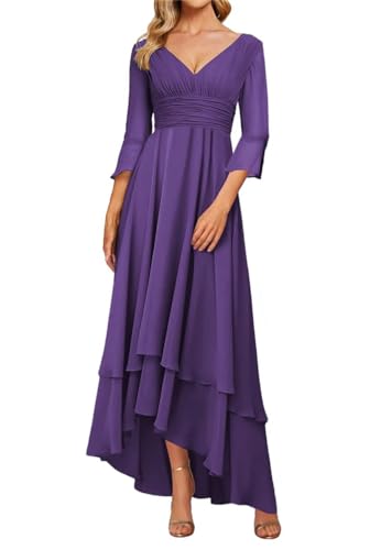 Robe de mariée mère de la mariée mousseline de soie violette 60 plus