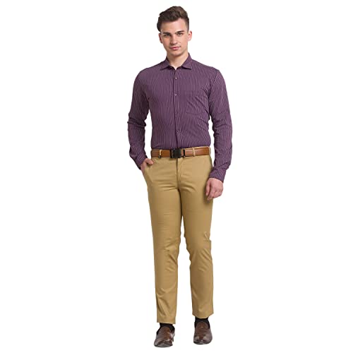 Image of Park Avenue Men Super Slim Fit Solid Pattern Cotton Spandex Blend Flat Front Formal Chinos