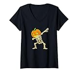 Photo Gallery donna halloween skeleton pumpkin dabs funny dabbing skull dance maglietta con collo a v Photo Gallery donna halloween skeleton pumpkin dabs funny dabbing skull dance maglietta con collo a v