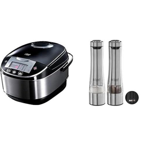 Bundle Set: Russell Hobbs Multikocher [11-in-1: Reiskocher, Schongarer, Dampfgarer, Slow Cooker, Backoutomat, Joghurtbereiter etc.] Multicooker 21850-56 + Salz und Pfeffer Mühle elektrisch 23460-56