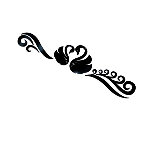 Besportble Window Decals Mirror Wall Sticker Acrylic Swan Crystal Mirror Decals Wallpaper For Home Room Bedroom Office Decoration Size S (Black) Fashion Stickers #TOP7