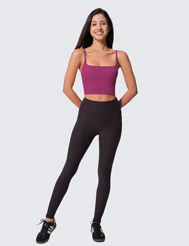 Image of Womens Scoop Neck Longline Sports Bra U Back Adjustable Strap Double Lined Workout Crop Tank Top with Built in Pads