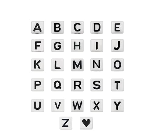 YMSDZHL Alphabet Beads A-Z 1200+Pcs Letter Beads, Acrylic 4x7mm Round Letter Bead Kits,Black Digit and Colorful Smile Bead for Bracelets Necklaces DIY Jewelry Making (Square White,1200+PCS) - Image 4
