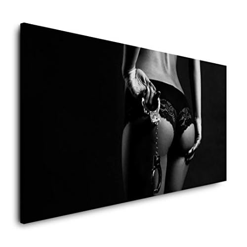 Paul Sinus Art Frau in Unterwäsche 120x 60cm Panorama Leinwand Bild XXL Format Wandbilder Wohnzimmer Wohnung Deko Kunstdrucke