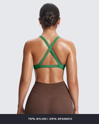 Image of Aoxjox Women's Satara Low Impact Sports Bra | chic front twist, widened cross straps, medium support,breathable fabric, workout fitness yoga crop tank, gym essential