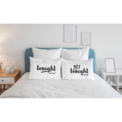 Tonight Not Tonight Reversible Pillowcase Bridal Shower Gift Ready Packaging (20x30 for Standard/Queen Sized Pillows)