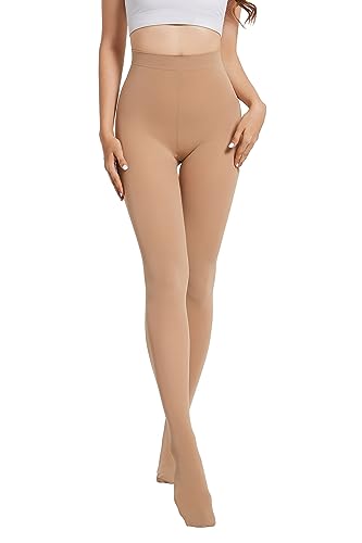 Cozywow Women'S 80D Soft Solid Color Semi Opaque Footed Tights High Waist Womens Tights Suntan S-M thumb #1