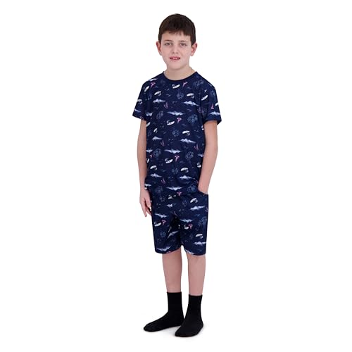 Image of US Angels Pajamas Set for Boys, 4-Piece Set, Short Sleeve Shirt with Pajama Shorts