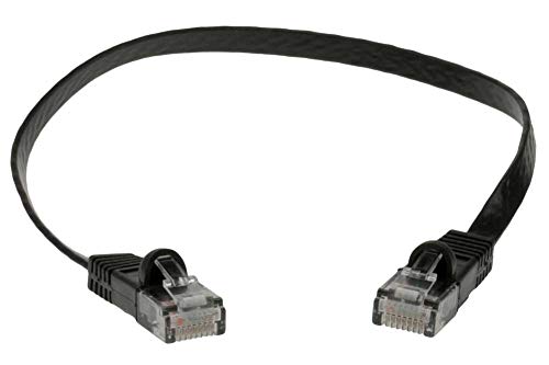 Cable de red plano Cat 6 UTP 1 pie negro miniatura 1
