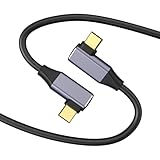 YAMCOWL USB Type-C to Type-c 3.2 ケーブル ライトアングル L字 USB3.2 Gen2x2 20Gbps 高速伝送 PD100W 急速充電 8K@60Hzビデオ出力 プロフェッショナル連写 データケーブル MacBook Pro iPad Pro Pixel Galaxy などのCポートデバイスに対応 (ダブルカーブ, 0.5m)
