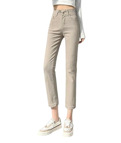 Jeans pour femmes slim fit gris pantalon extensible confortable